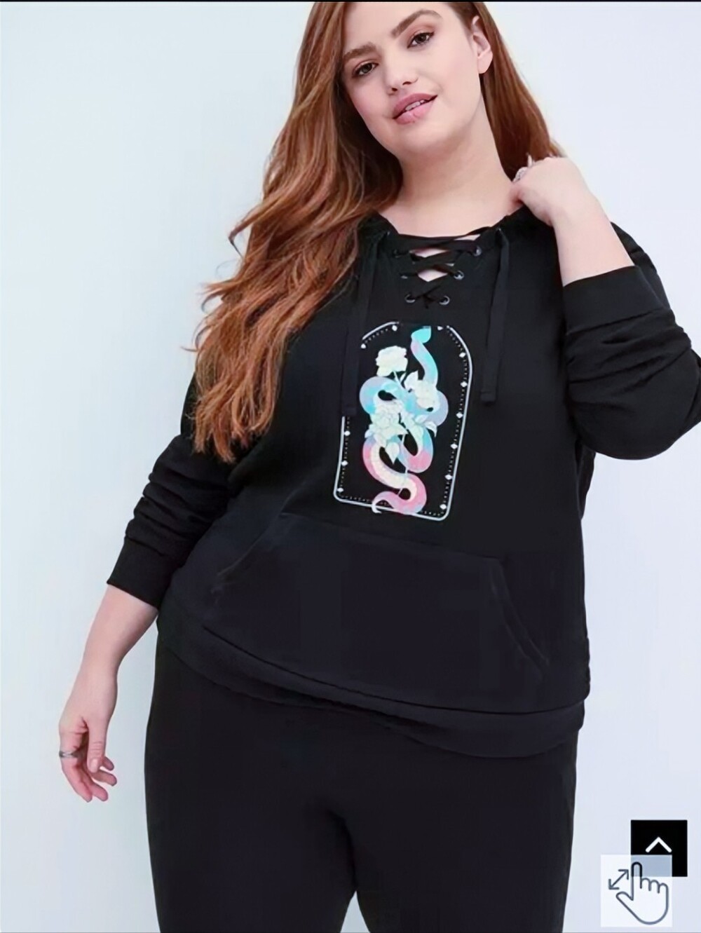 Torrid Black Lace-Up Sweatshirt with Vibrant Design Size 2X
